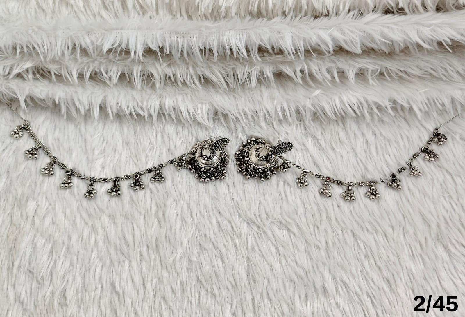 Elegant Silver Oxidized Traditional Anklets with Bell Charms